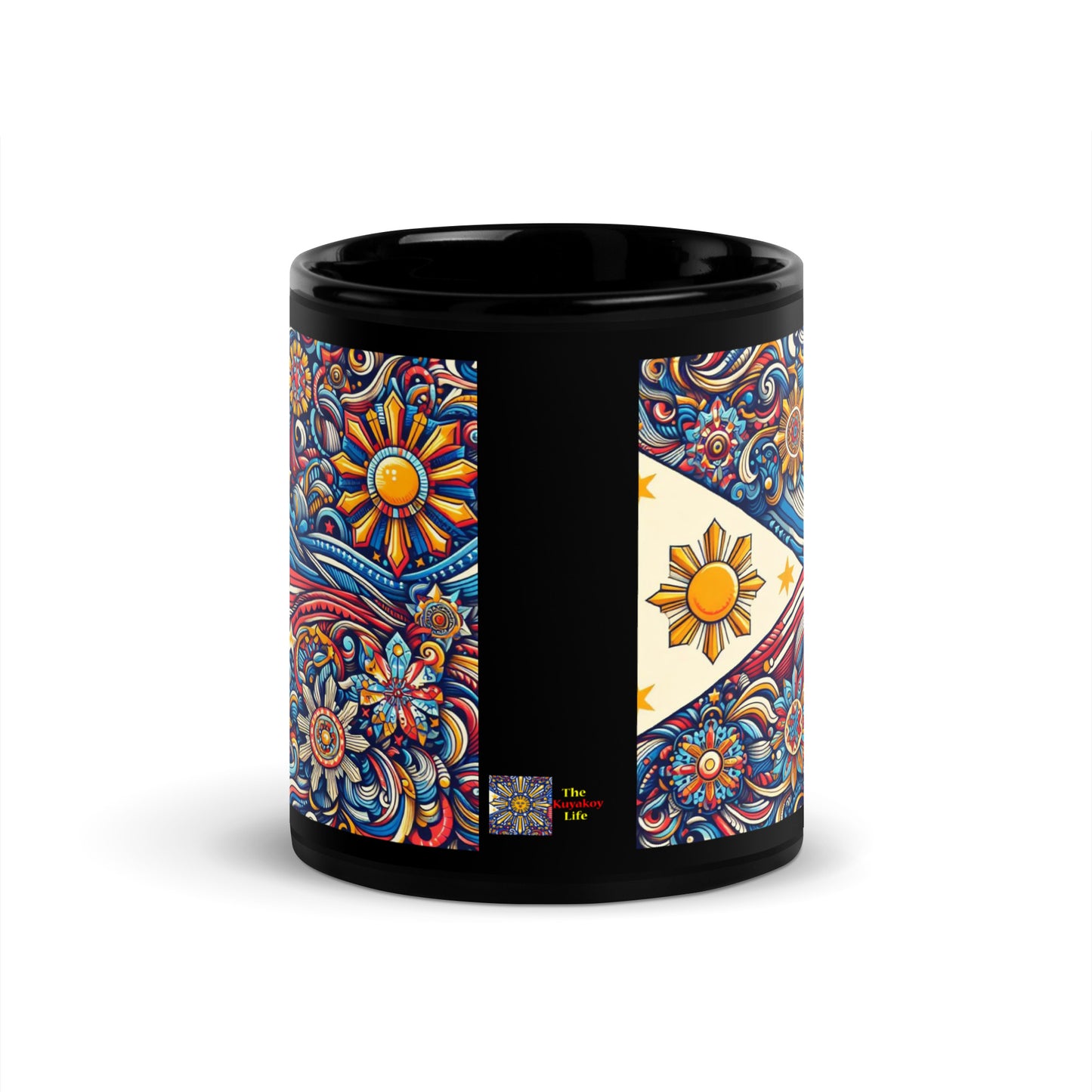 Philippine Flag Elements (I) Black Glossy Regular Size Philippine Mug - Sold in USA, Canada and Europe!