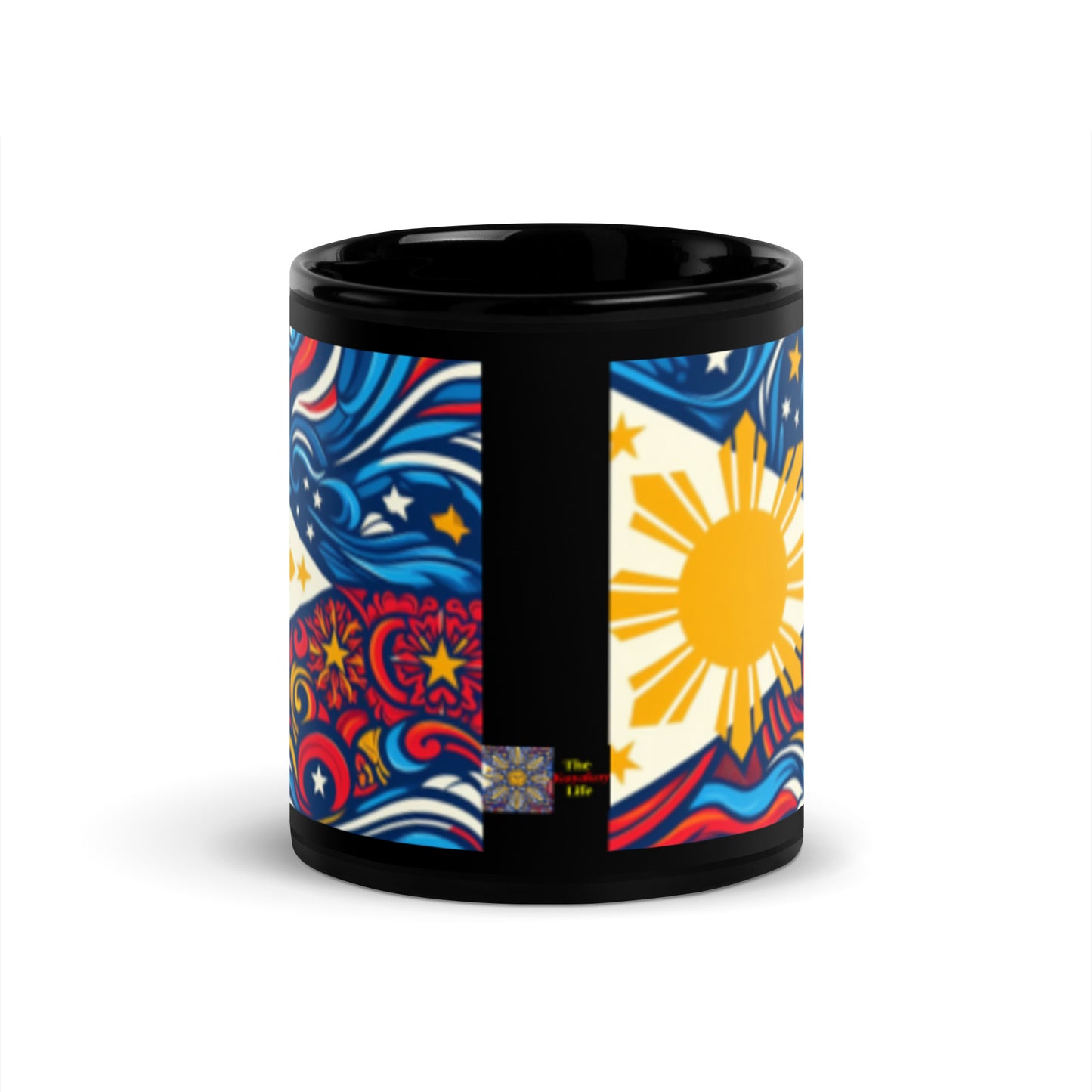 Philippine Flag Elements (B) Black Glossy Mug Regulzar Size Sold to US, UK, Spain, Australia, Japan, Canada, Brazil