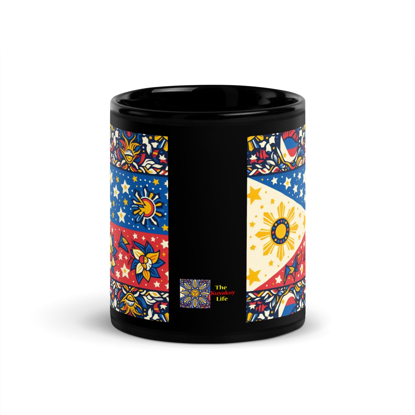 Philippine Flag Elements (C) Black Glossy Mug Regular Size Sold to US, UK, Spain, Australia, Japan, Canada, Brazil