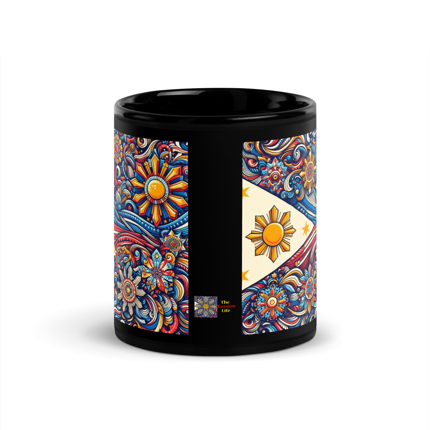 Philippine Flag Elements (A) Black Glossy Mug  Regular Size - Sold to US, UK, Spain, Australia, Japan, Canada, Brazil