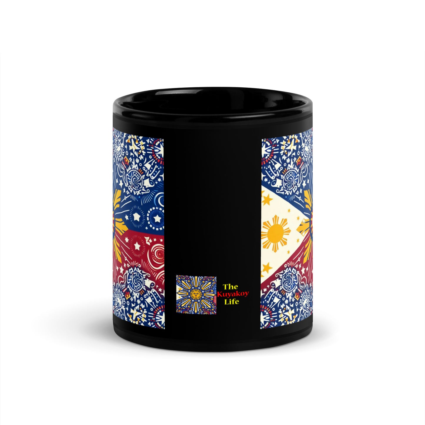 Philippine Flag Elements (E) Black Glossy Mug Regular Size Sold to US, UK, Spain, Australia, Japan, Canada, Brazil