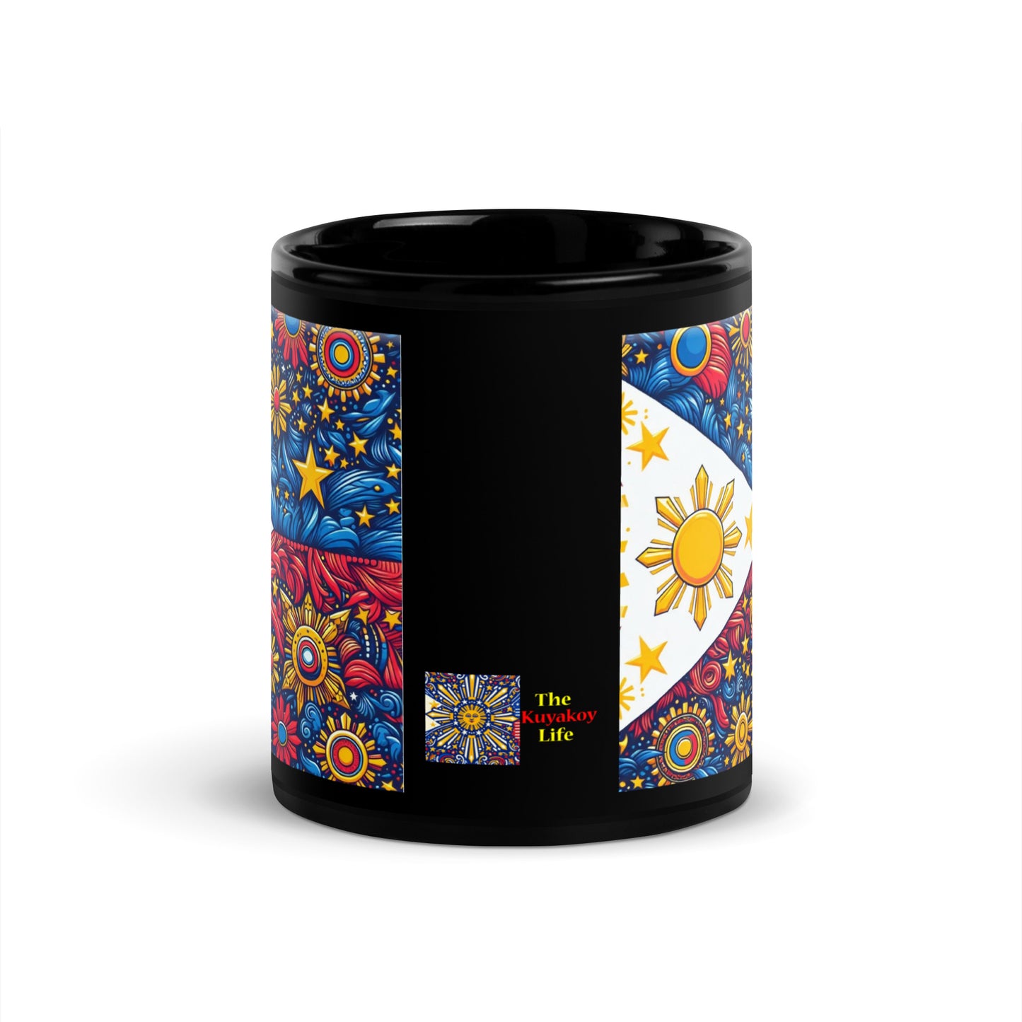 Philippine Flag Elements (F) Black Glossy Mug Regular Size Sold to US, UK, Spain, Australia, Japan, Canada, Brazil