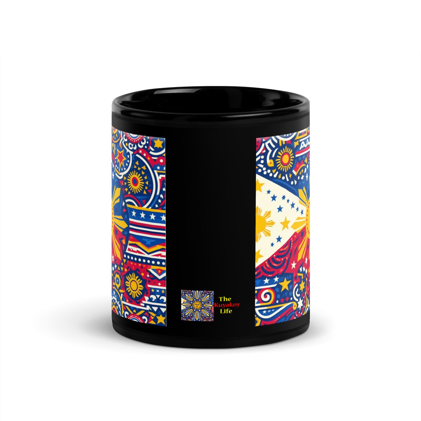 Philippine Flag Elements (H) Black Glossy Mug Regular Size Sold to US, UK, Spain, Australia, Japan, Canada, Brazil