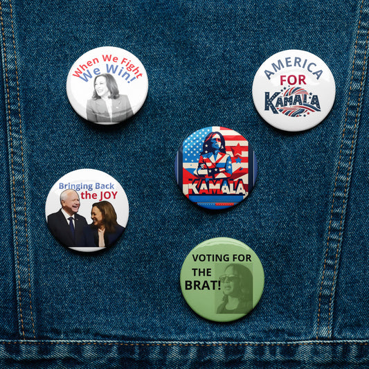 "Vote For The Brat" Set of Kamala Harris for President pin buttons