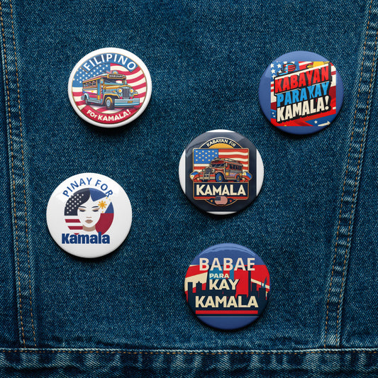 "Filipino for Kamala" Set of Kamala Harris for President pin buttons